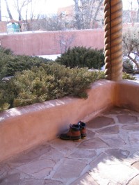 boots outside zendo, photo by QuoinMonkey, February 2007, all rights reserved